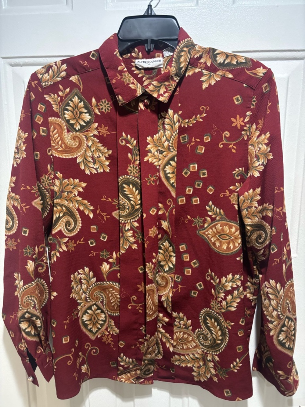 Alfred Dunner Maroon Paisley Button-Front Blouse